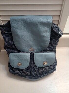 Coach Denim And Leather Blue Women's Backpack F25892